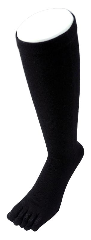 [PAX ASIAN] （日本製の技）小さな靴下工場の 毛混（約40％）5本指 ハイソックス (黒色）カカト付 2足組 #803