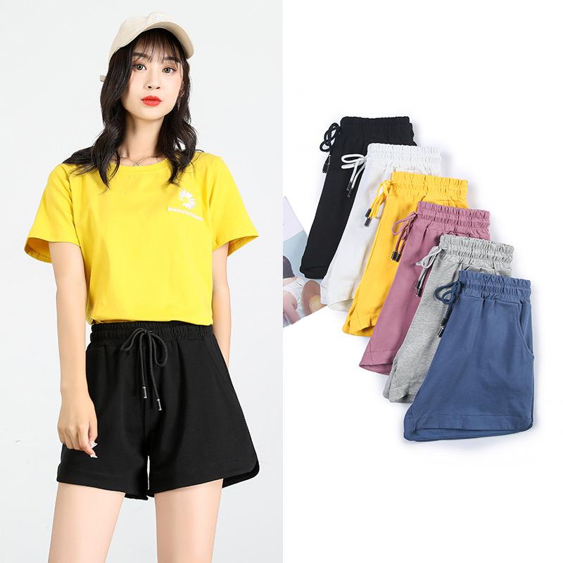 ショートパンツ レディース 春夏 高見え ワイド 韓国風 ゆったり ハイウエスト 短パン ホットパンツ 黒 白 灰色 デニム ブルー ピンク系 黄色 コットン 95% ポケット付き カジュアル