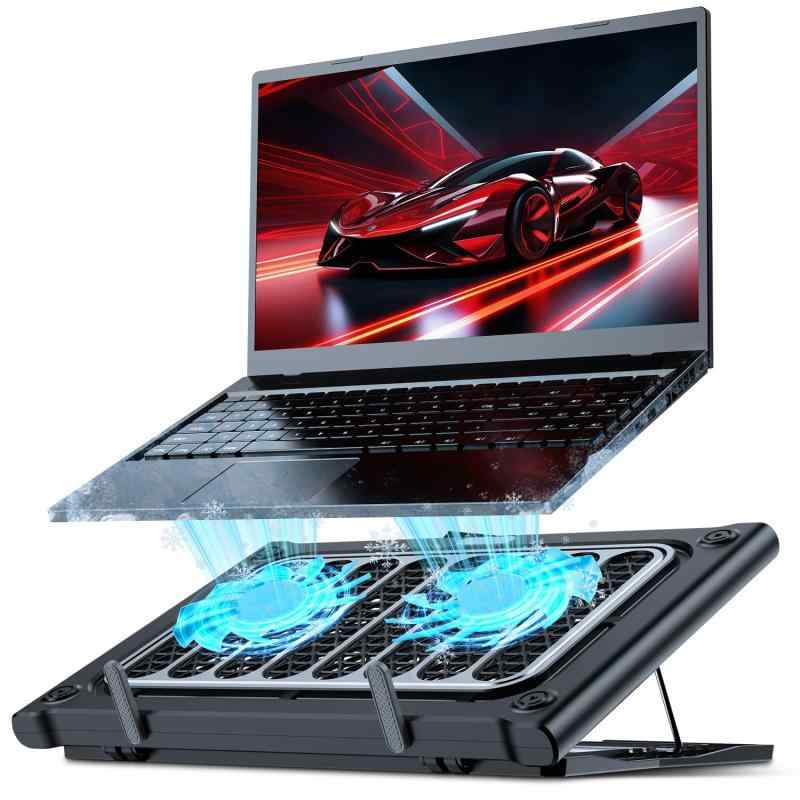 Zxyceo【2025新登場・最強の大型冷却ファンを2基搭載】ノートパソコン 冷却 パッド ノートpc 冷却 風量調節可能 2つUSBポート付 6段階高度調整可 滑り止め付きで高い安定性 7-17インチのノート【2025年ハリケーンHEV先...