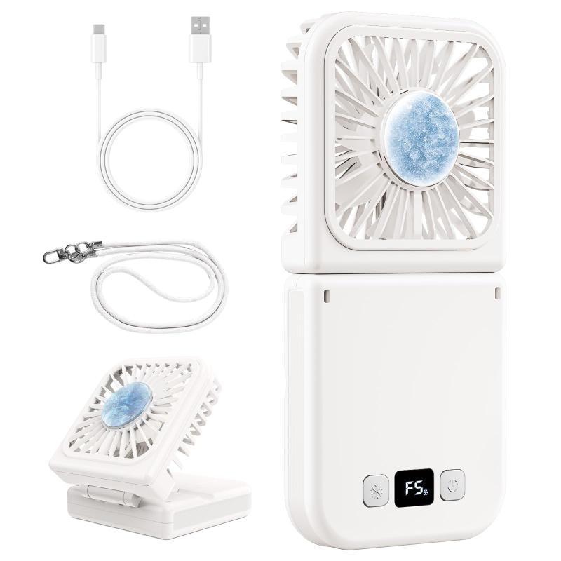 【2025多機能冷感】KANICHI ハンディファン 冷却プレート 折りたたみ/首掛け/手持ち/卓上 扇風機 小型 ..