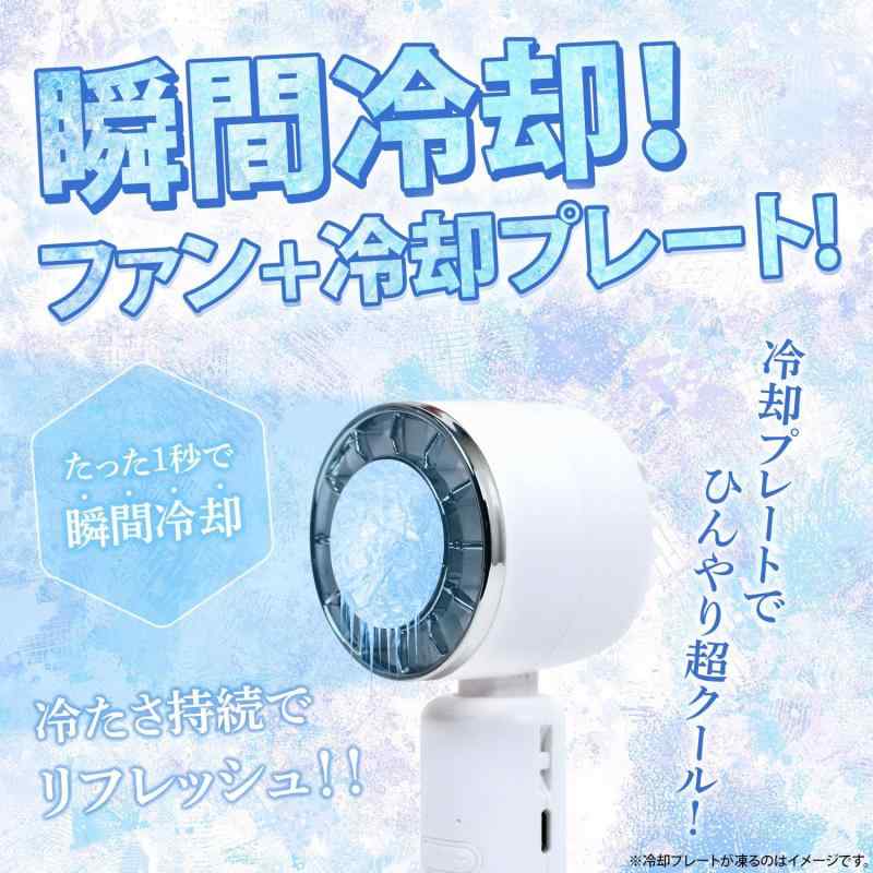 [医食同源ドットコム] iSDG ハンディファン 冷却プレート 携帯扇風機【たった1秒で瞬間冷却】手持ち 首掛け 卓上扇風機 3WAY 3段階調節 usb充電(充電ケーブル付属) 小型 静音 軽量 カラビナ付き