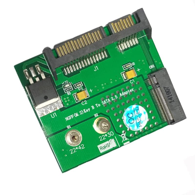 WLGQ NGFF M.2 Key B SSD - SATA 2.5 7+15ピン ライザーカード ソリッドステートドライブアダプター PCBA(2.0)
