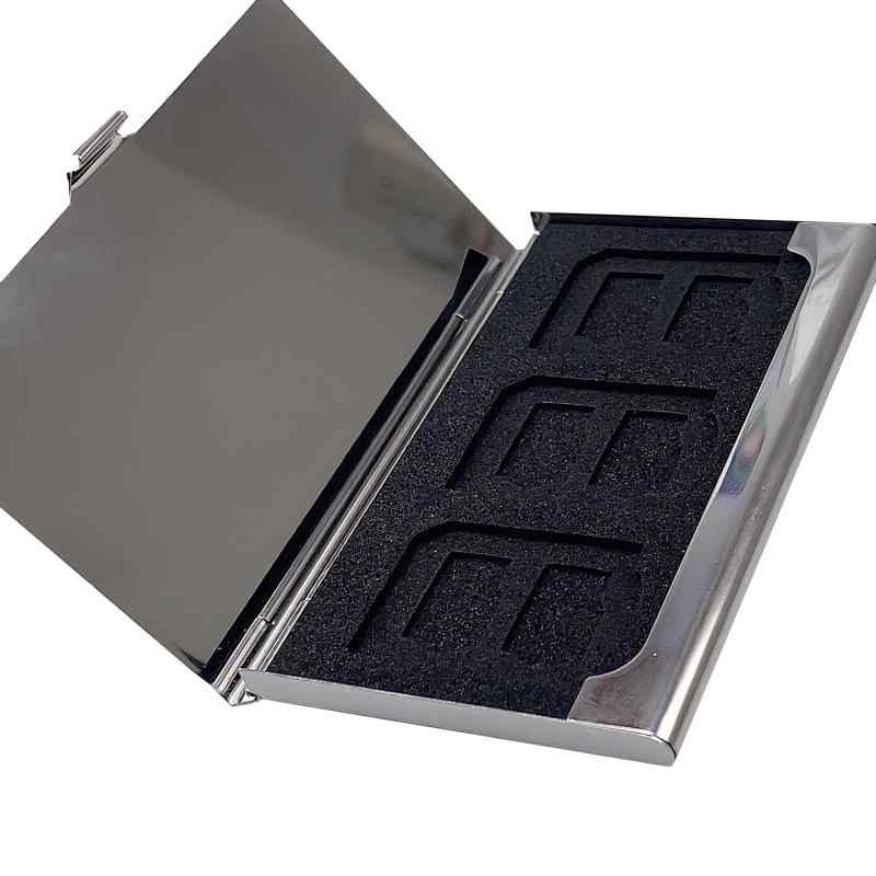 SONY - ステンレススチール製メモリカードケース、SDカード3枚とmicroSDカード6枚を収納可能 シルバー