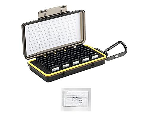 メモリーカードケース 大容量 40枚 SD SDHC SDXC/NS/PSV/Cfexpress カード収納ケース 耐衝撃 防塵 防水 カラビナ付き 当店オリジナルロゴ入りクリーナー 2点セット（メモリーカードケース、クリーナ当店オリジナルロゴ入りクリーナー 2点セット（メモリーカードケース、クリーナー）丈夫なPC素材で製作されているので耐久性がありますSDカードをスポンジにはめ込めば、完全に固定できますパッケージには、カードを整理するためのメモ用紙と数字のステッカーが含まれていますカラビナ付きで好きなところにつり下げることも可能