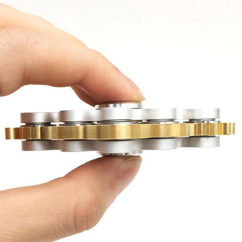 JP-KIBOUハンドスピナー 9個の歯車が連動して回転する 指スピナー 純銅+ステンレス ((ゴールド)