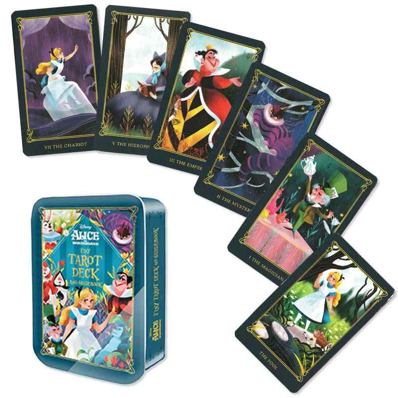 【缶ケース入り】アリス イン ワンダーランド タイニー タロット Alice in Wonderland Tiny Tarot Deck and Guidebook タロット占い方 日本語解説書付き FLATLAND 正規品 タロットカード 78枚 ミニ