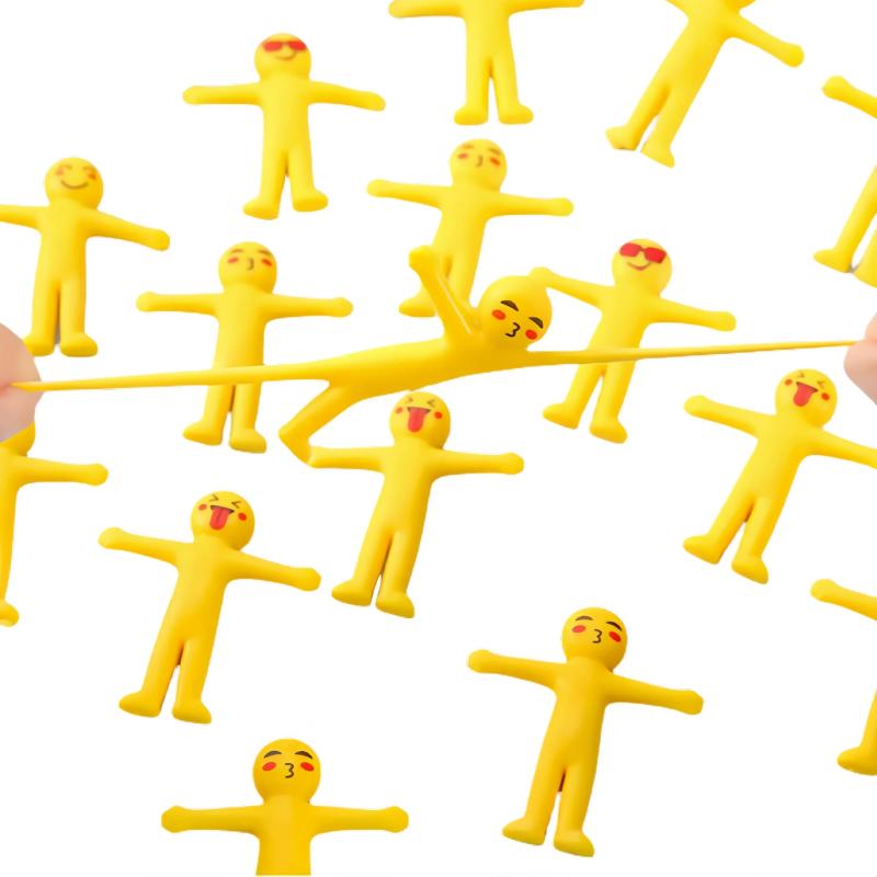 HannaFires 20個入り 伸縮性ストレッチミニオン - 減圧ツール、引っ張って押しつぶすストレス解消ソフトガジェット、多表情クリエイティブフィギュア、大人用ストレス解消グッズ、パーティ