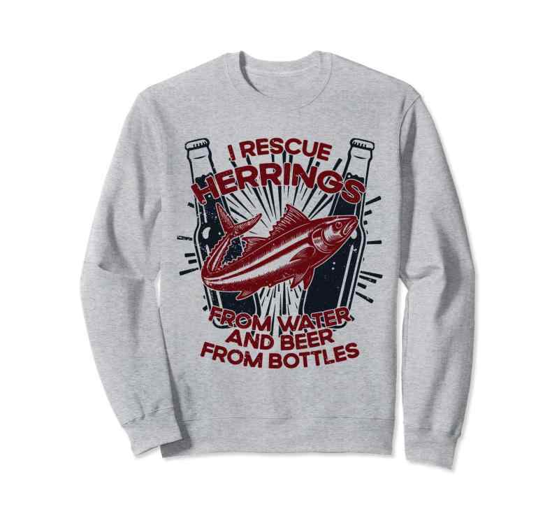I Rescue Fish And Beer - 漁師釣りニシン トレーナー