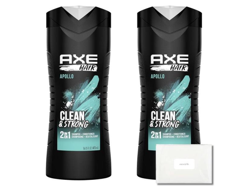 アックス AXE アポロ Apollo 2 In 1 シャンプー+コンディショナー セージ&amp;シダーウッドの香り 本体 473ml 2個セット azzurylifeオリジナルティッシュ付