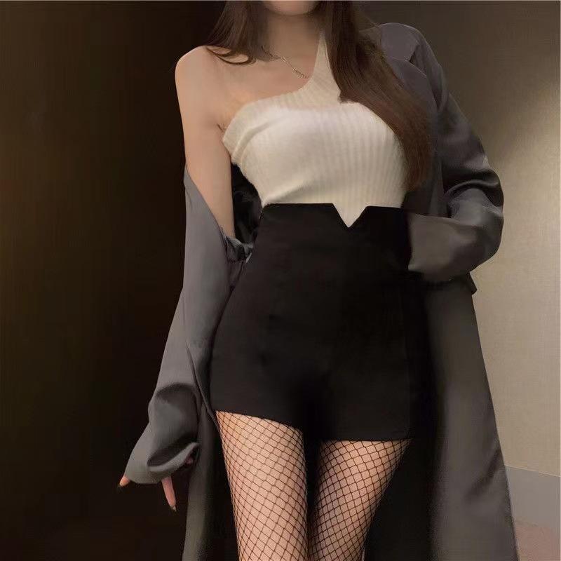 ショートパンツ レディース 春夏 韓国風 ストレッチ Aライン ワイドレッグ ハイウエスト カジュアル ホットパンツ 着痩せ 美脚 ホワイト ブラック ポリエステル