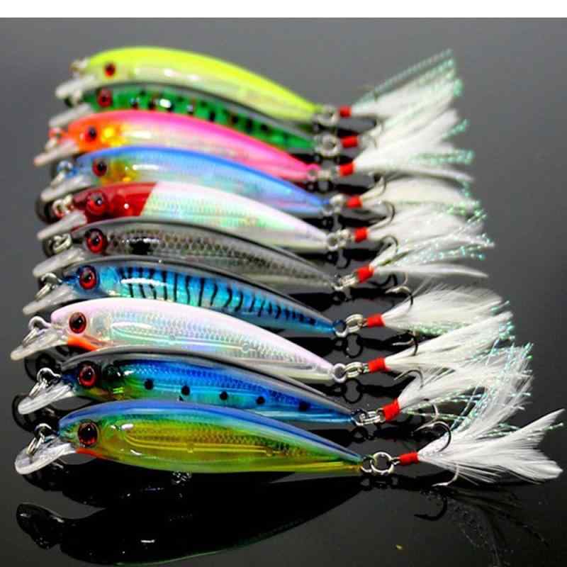zmart ルアー ミノー 9cm 7.2g 10個セット バス トラウトラトル 10本 フィッシング スイム ハードベイト 9cm 8g 人工 プラスチック フェザー ウォブラー ベイト クランクベイト フィッシング タック