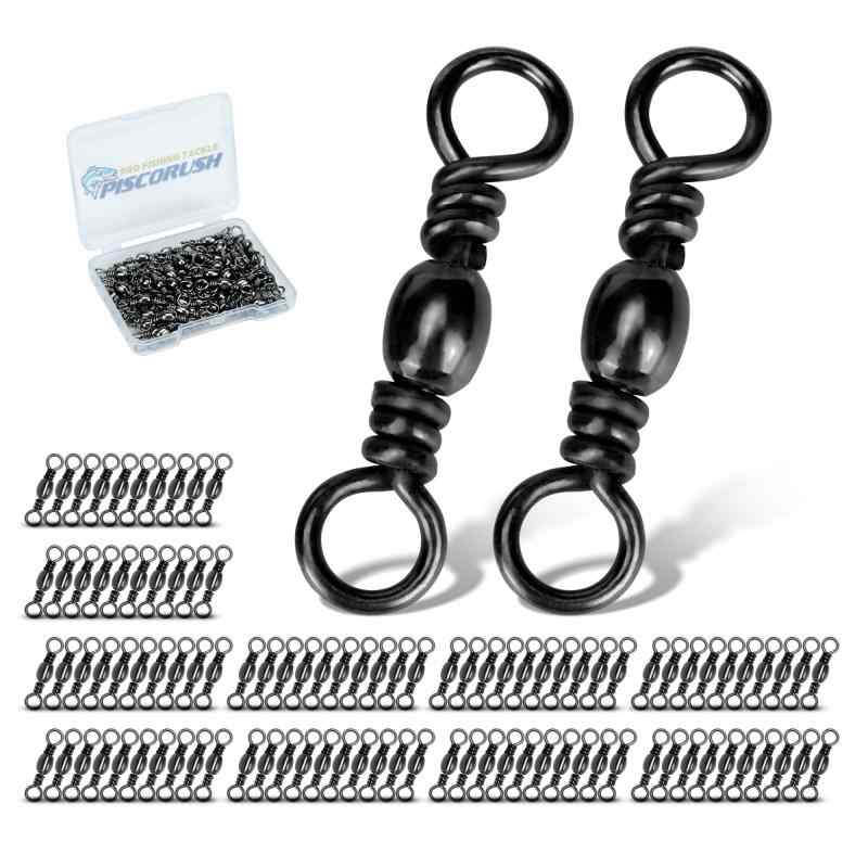 Piscorush タル型サルカン 樽型サルカン徳用 よりもどし 耐腐食 海釣り 淡水釣り 釣り道具 ルアー用 ス..