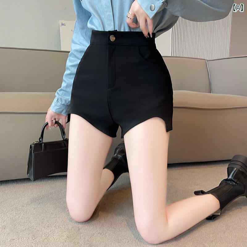 ショートパンツ レディース 黒 高腰 ワイドレ...の紹介画像2