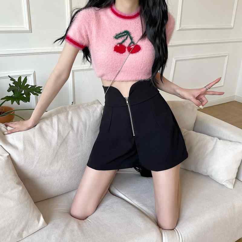ハーフパンツ レディース 韓国風 高見え ポリエステル 高 প্রসার脚効果 Aライン ホットパンツ 短パン 黒