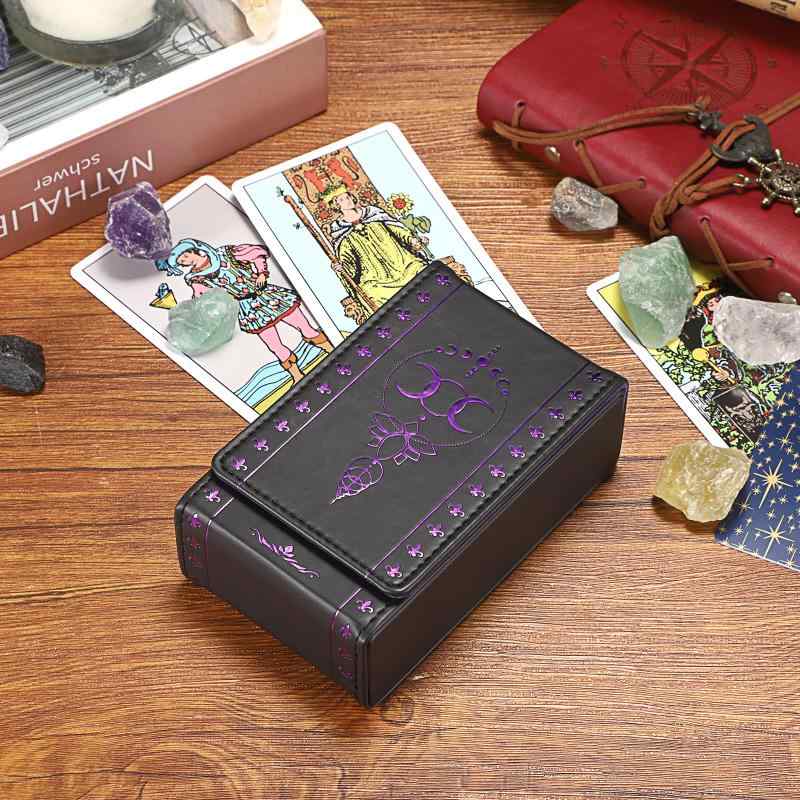 BSTKEY タロットカード収納 レザー製 マグネット開閉 タロットカード整理 カードケース タロットカードボックス スタンダードサイズ ホットスタンプ オシャレ