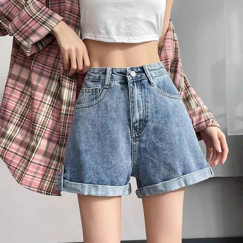 デニム レディース ホットパンツ 大きいサイズ ハイウエスト Aライン ゆったり 体型カバー 美脚 短パン ジーパン 半ズボン ショーパン シンプル カジュアル 普段使い 薄手 伸縮性 婦人服 夏 春夏 黒 ブラック ネイビー ブルー