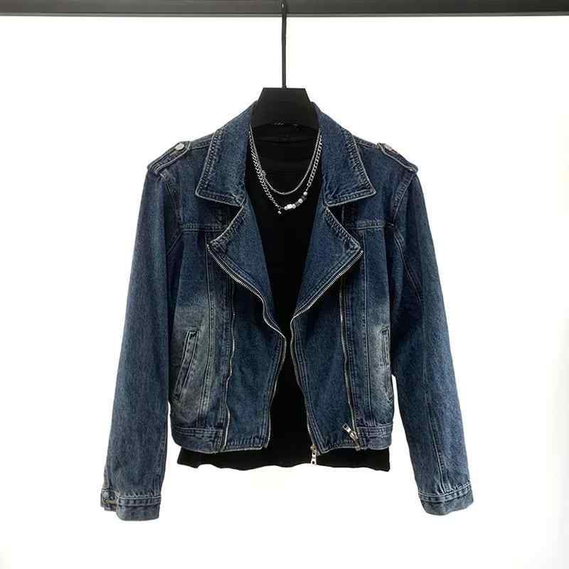 ジャケット 男性用 デニム ウォッシュ加工 ルーズフィット カジュアル ストリートスタイル ペア 深青色 耐摩耗性 コットン プリント柄 春秋