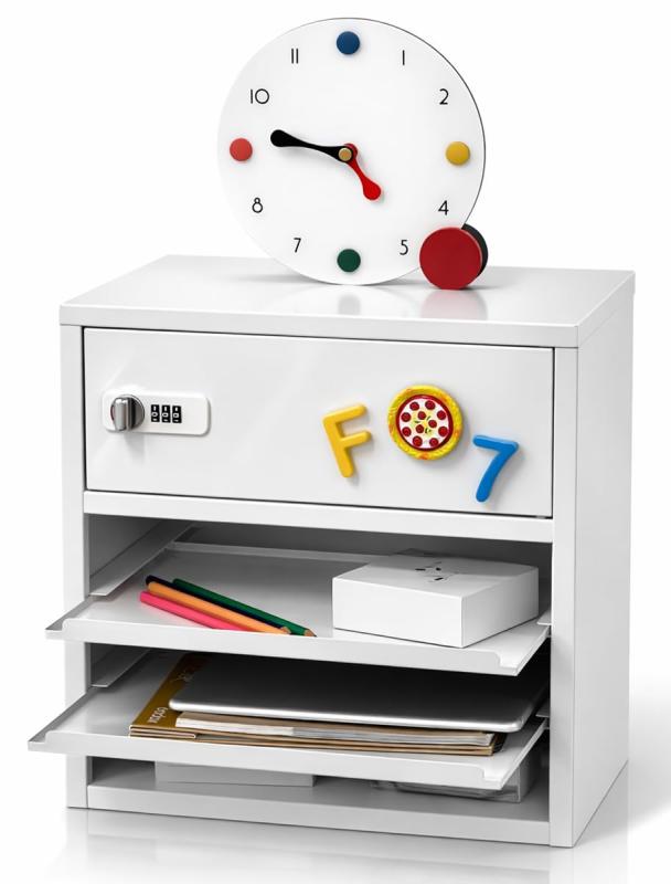 SIRUNLY引き出し式レターケース 4段 A4用紙対応 簡易金庫 小型 家庭用 卓上収納ケース 事務用品 机上収..