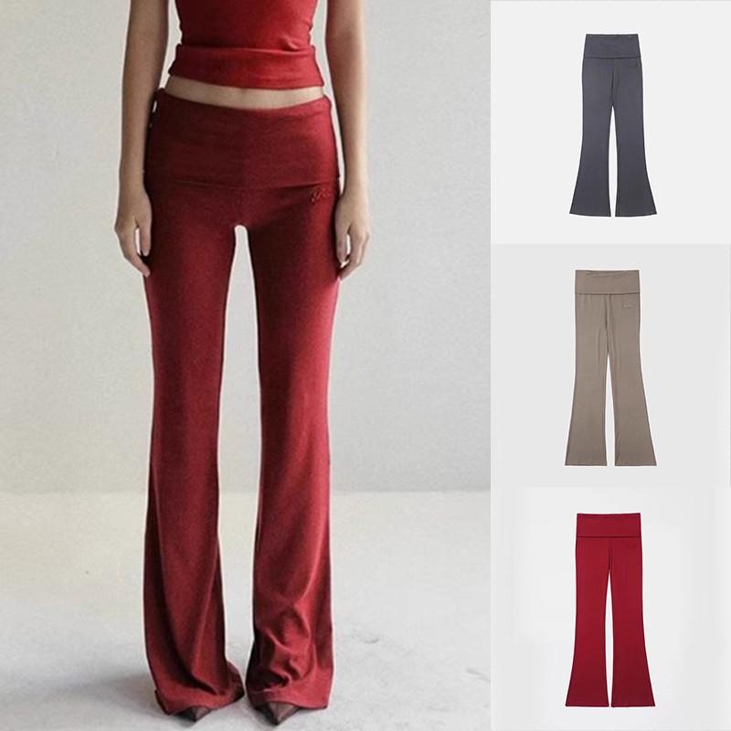 Pantalones Mujeres Casuales Pantalones Longitudinales Longitudinales Pantalones Longitudinales Pantalones Cement Gray Camel Rojo Negro Amarillo Blanco