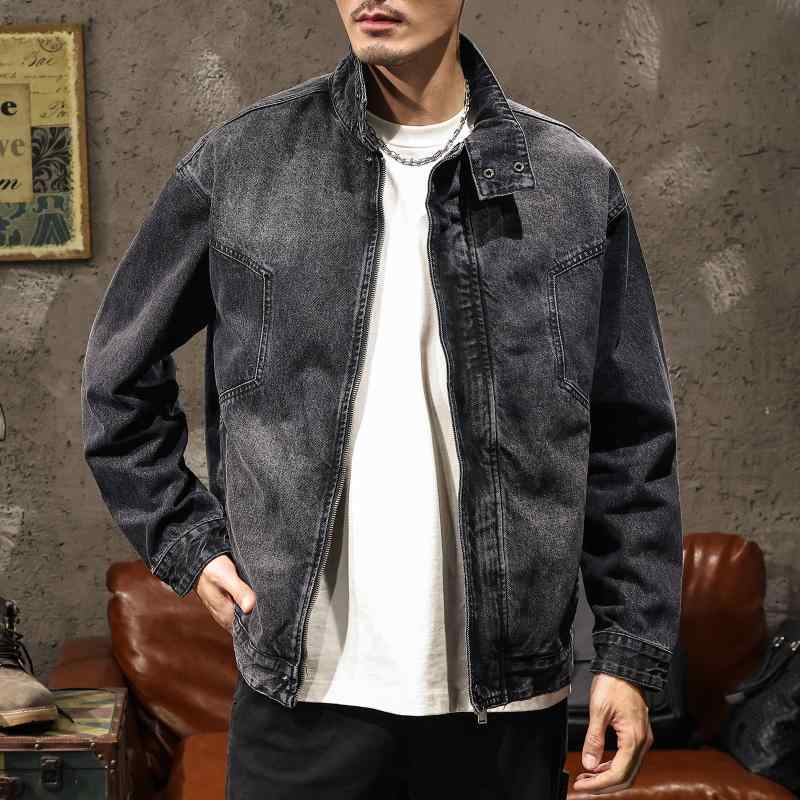 ジャケット 男性用 Gジャン デニム ブルゾン ライダース バイカー ワーク ブラック 耐摩耗 長袖 ルーズ ゆったり