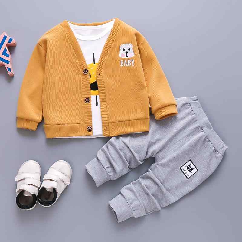 ニット セーター 子供服 ベビー服 Vネック カーディガン 3点セット 長袖 トップス パンツ 春秋 男女兼用 かわいい 普段使い 保育園 幼稚園 80cm 90cm 100cm 110cm 120cm 綿