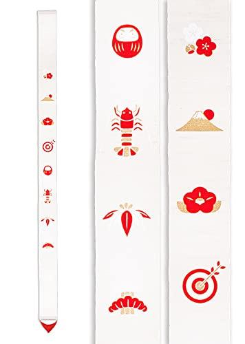 京都洛柿庵 のれん Ts-728 細タペ「紅白縁起」麻 100% タペストリー 細タペストリー 掛け軸 インテリア 和モダン 和風