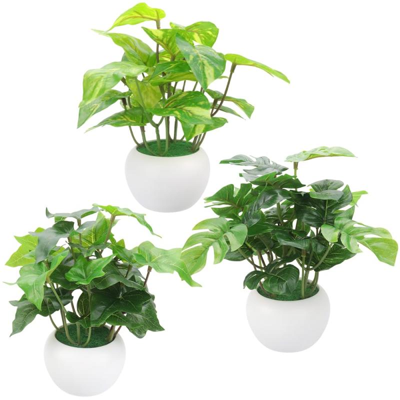 ミニ人工観葉植物 3種セット インテリア リビング オフィス モンステラ ポトス アイビー 水やり不要 フェイクグリーン 虫が寄り付かない 卓上