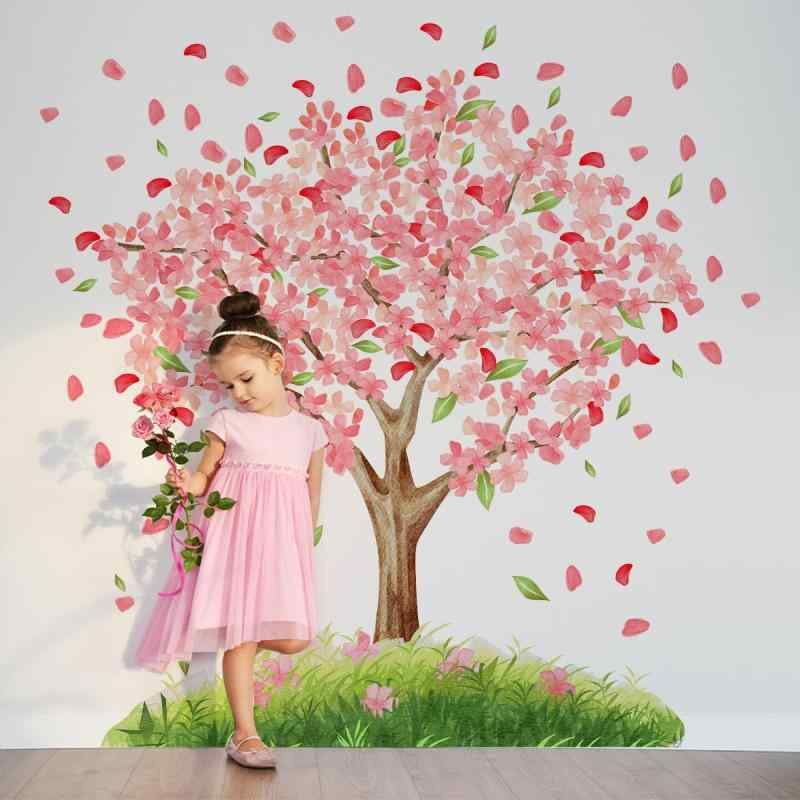 ウォールステッカー レモンの木と鳥 北欧木 緑 植物 鳥 蝶 猫 観葉植物 春 景色 壁紙シール おしゃれ アート壁 装飾 wall décor 幼稚園 保育園 子供部屋 wall sticker decoration 87*89cm