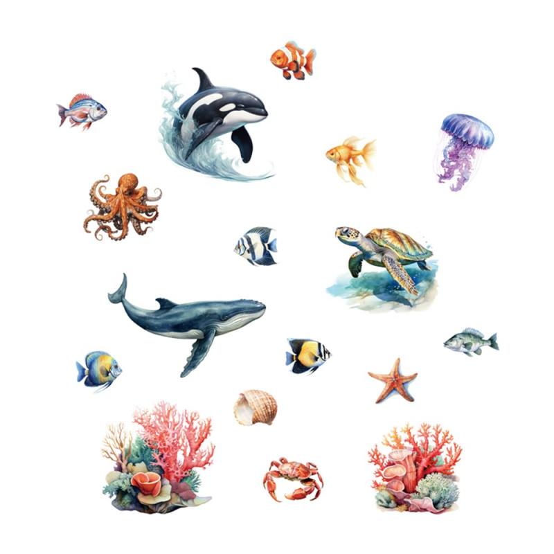 海洋生物 ウォールステッカー シャチ クジラ カメ 壁紙シール 魚 サンゴ 子供部屋 寝室用 保育園 ステッカー 装飾用 ウォールシール 剥がせる 壁紙シール インテリア 壁装飾 シール
