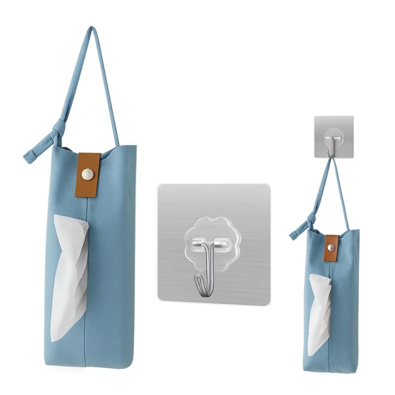 ティッシュケース 吊り下げ てぃっしゆペーパーケース ティッシュケース ブルー キッチンリビング収納 スタイリッシュでキュート キッチン 車 バスルームに最適（ブルー）