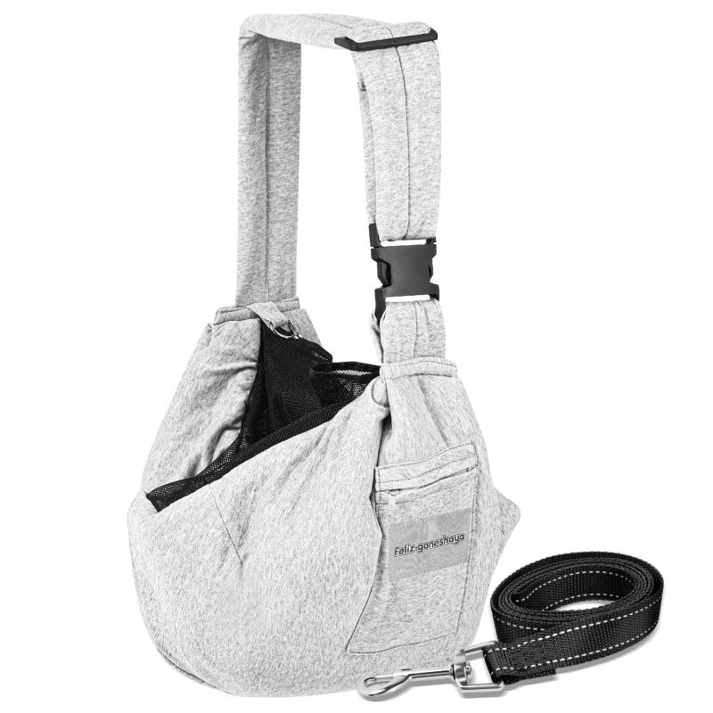 【feliz-ganeshaya】 ペットキャリー 犬スリング 抱っこ紐 メッシュネット 飛び出し防止 リバーシブル 夏冬兼用 リード付き