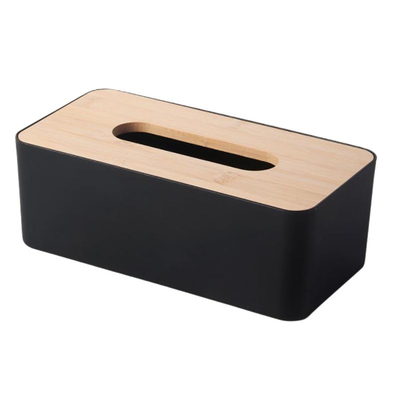 To all Genie ティッシュボックス ケース おしゃれ 木製 ペーパーボックス 木 シンプルなティッシュケース 【全サイズのティッシュ対応】 （ブラック）
