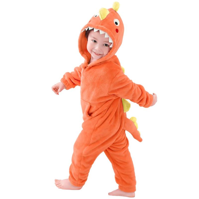 [LOLANTA] キッズ 恐竜 着ぐるみ ベビー オーバーオール ハロウイン コスチューム クリスマス 仮装 子供 男の子 女の子 フランネル 90-125
