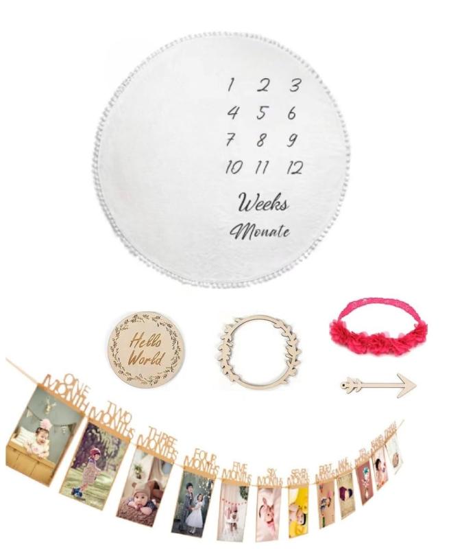 ベビー 赤ちゃん 月齢フォト ブランケット お昼寝 マット 写真 撮影 記念写真 成長記録 フォトガーランド メモリアルグッズ QB-127