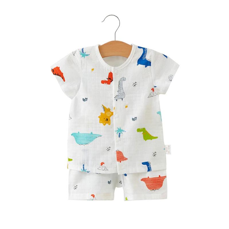 ベビー服パジャマ上下セット半袖夏前開きガーゼ男の子女の子赤ちゃん出産祝いプレゼント