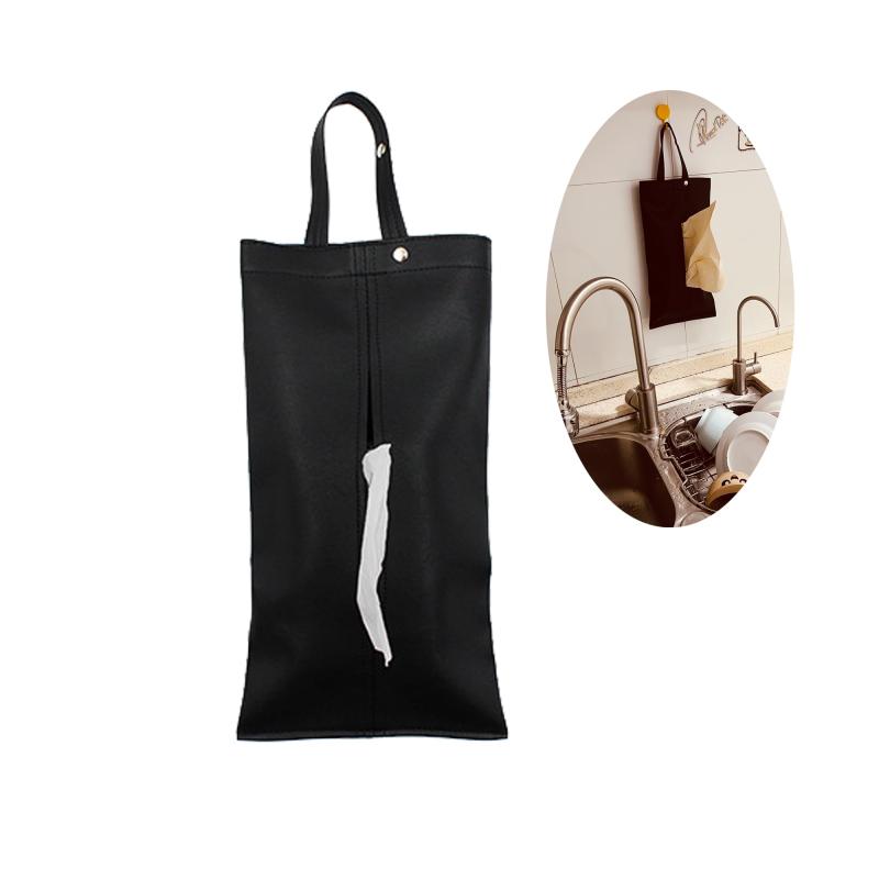 N1JSHN グレー/オレンジ/ブラック 吊り下げティッシュボックス PUレザー ファッショナブルで絶妙なカーティッシュカバー バスルームティッシュカバー 壁掛け キッチンペーパー ウェットティ