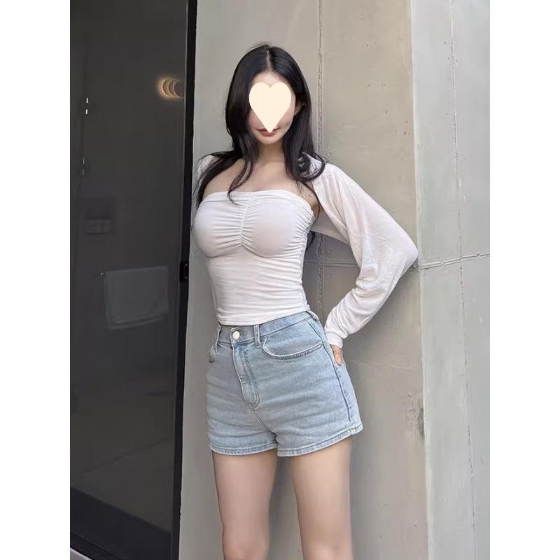 デニム ホットパンツ レディース ローライズ ショートパンツ ブラック ライトブルー カジュアル ストリート 薄手 ポケット付き