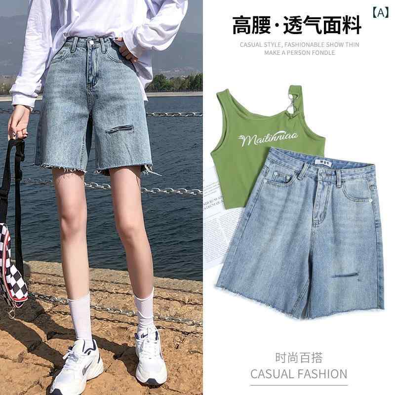 デニム レディース ハーフパンツ 韓国風 ダメ...の紹介画像2