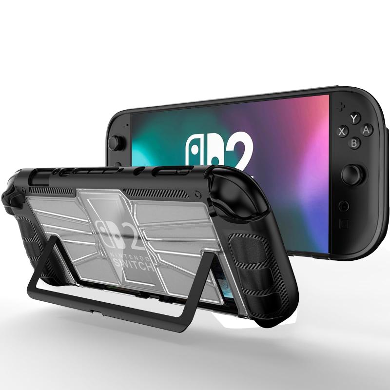 NINKI For Nintendo Switch2 保護ケース キックスタンド付き 熱放散 キズ防止 PC+TPU素材 耐久性 透明背面 滑り止め 衝撃吸収 着装まま充電 全面保護 指紋防止 任天堂スイッチ2 カバー コントローラー