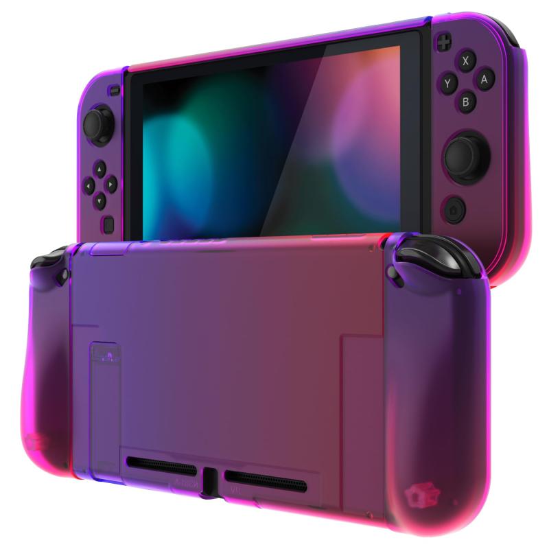 PlayVital Nintendo Switchに対応用アップグレードされたグロッシーケースグリップカバー、ドックに対応できて、Nintendo Switchに対応用人間工学に基づいた保護ケース、ジョイコンに対応用保護ケ