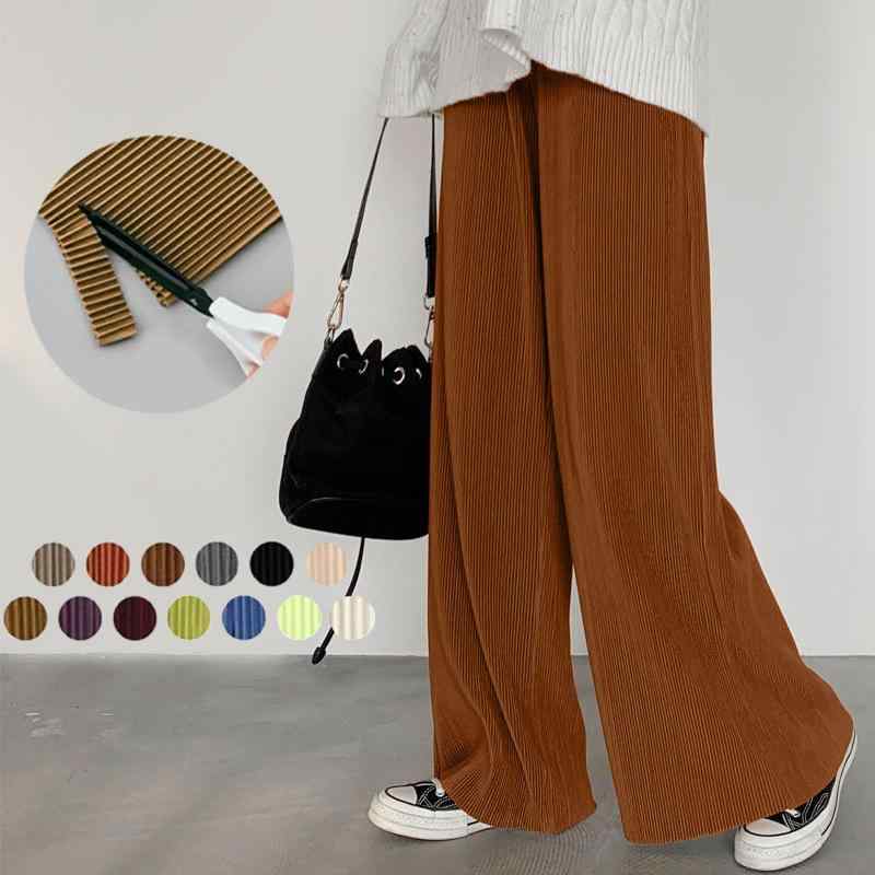 パンツ レディース 圧着 プリーツパンツ ストレートパンツ ロングパンツ ブラック オフホワイト ベージュ グリーン ワインレッド パープル ブラウン ブルー キャメル レンガ色 日韓スタイル リラックス 高弾性
