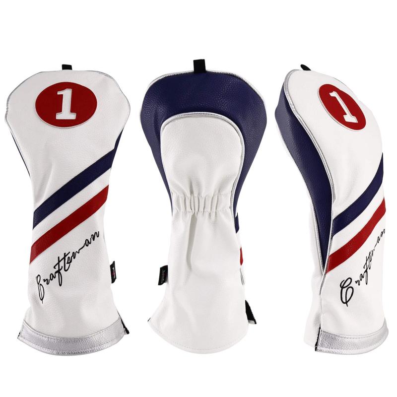 CRAFTSMAN（クラフトマン）ゴルフドライバーカバー ＃1 ウッドカバー 1W 460CC対応 クラブヘッドカバー 三片式シンプルな設計 合成皮革 白青赤 単品【高品質な表裏素材】表地には高級感ありPUレザーで耐磨耗性、防水性は他の素材より高。ポリエステル製柔らかいボア素材を裏素材としてどんなに出入りしても傷つくことはありません。あなたの大切のクラブヘッドを傷や汚れから守ります。【対応】最大限460CCまで対応できます、例えば：SIM MAX DRIVER TENSEI BLUE TM50、ゴルフ TW747-455 ドライバーなど対応できます。【三片式設計】三片式設計で、パイピング2本を巧みに使用することにより、立体感ありながらカバーがその形状をよく維持できます。【脱スムーズ】伸縮性のあるエラスティックがありますので出し入れやすいだけではなく簡単に落とすこともありません。【精巧な工芸】しっかりしていて縫製工芸、縫い目から裂けてくる心配がありません。番手はアップリケ、高度の熟練技術を駆使して作られた、耐久性が良くて、簡単に脱落心配はありません。