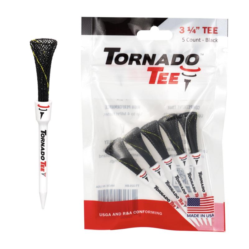トルネードティ (TORNADO TEE) ゴルフティー ドラコン ブラック 3.25インチ (82mm) 5本入り TT-325