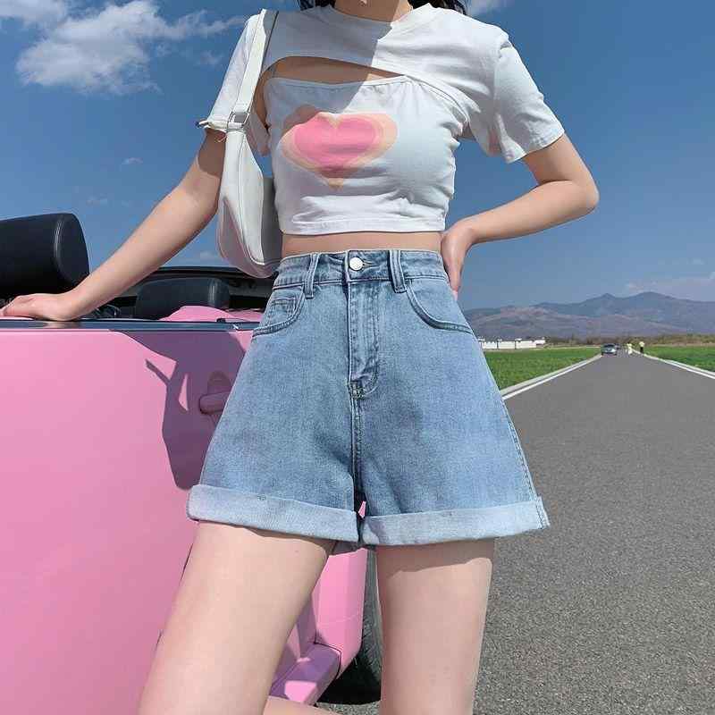 デニム レディース ホットパンツ 高見え キュロット Aライン ゆったり ショーパン ワイド カジュアル 短パン ロールアップ ジーパン ジ..