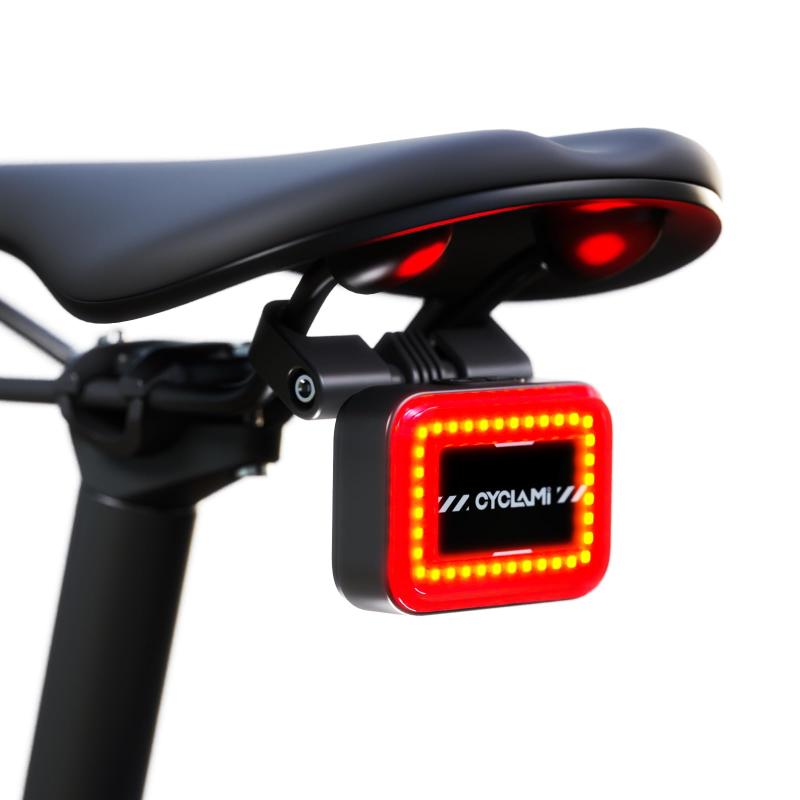 CYCLAMI 自転車テールライト 自転車ライト 後方レーダー プレ-キ感知 ブレーキ時ハイライト 最大60mまで後方からの接近車両を検知 USB充電式 5つのモード IPX6防水 ロードバイク 取付け簡単