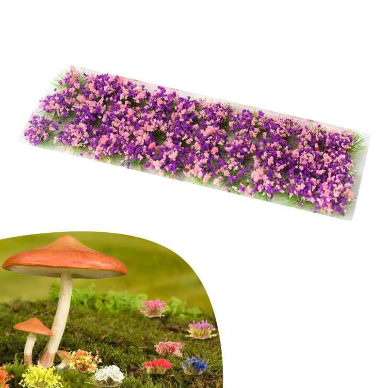 花 ジオラマ用素材 人工芝生現実的な花のクラスタモデル鉄道 情景コレクション グラス模型 草むらピンクパープルの花 DIY 鉄道模型 ジオラマ シーンアクセサリ 建物モデル 装飾 風景 箱庭 (