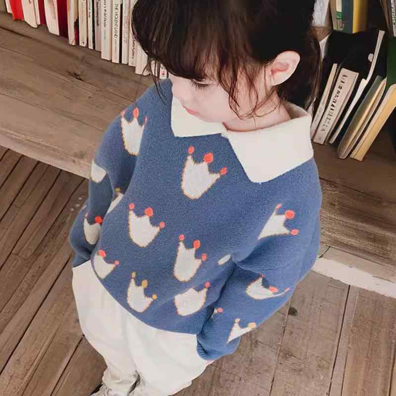 子供服 セーター 女の子 ニット トップス カットソー 裏起毛 暖かい 防寒 秋冬 水色 110cm 120cm 130cm 140cm 150cm 160cm