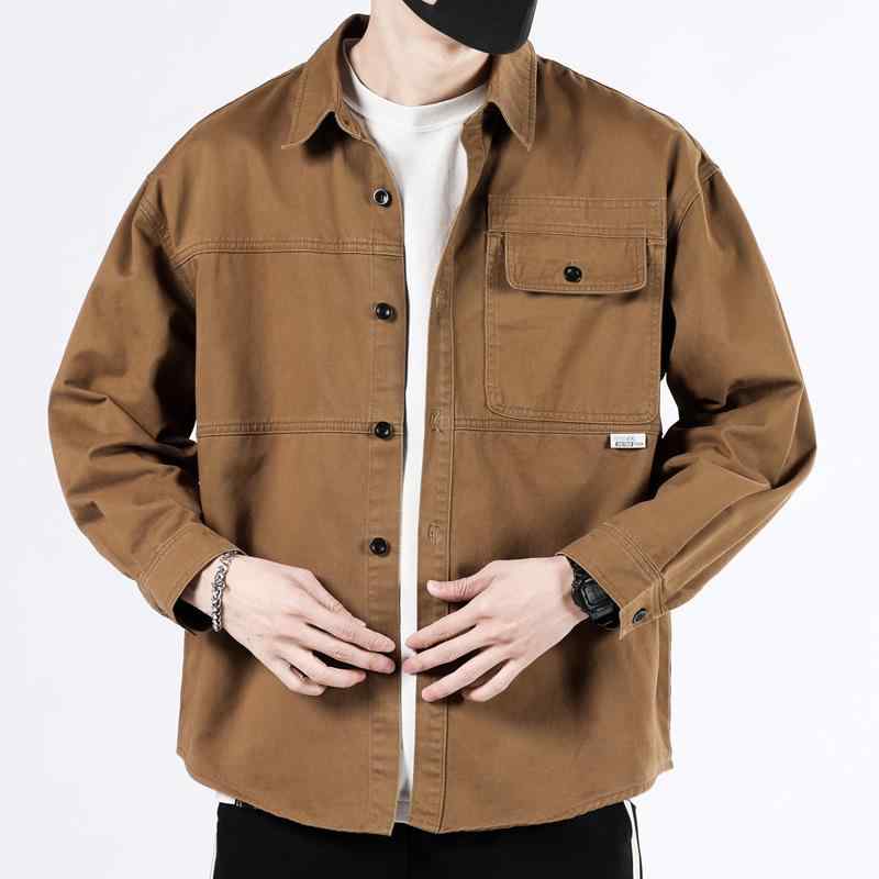 Other - ジャケット 男性用 レトロ ワーク 長袖 デニム シャツ ゆったり アウター ミリタリー カーキ 綿 春秋