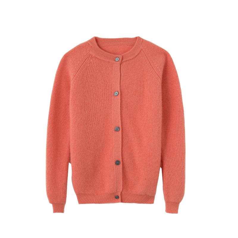 キッズ ニット カーディガン 男女兼用 子供服 ウール セーター 丸首 厚手 アウター 春秋冬 グレー 驼色 オレンジ ピンク系