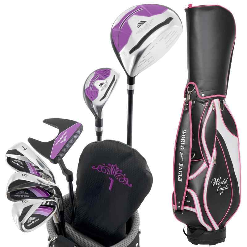 WORLD EAGLE 初心者向け 女性用 ゴルフクラブセット 右利き用 6本 G510 キャディーバッグ ヘッドカバー付き ハーフ レディースクラブセット【ティアベル】